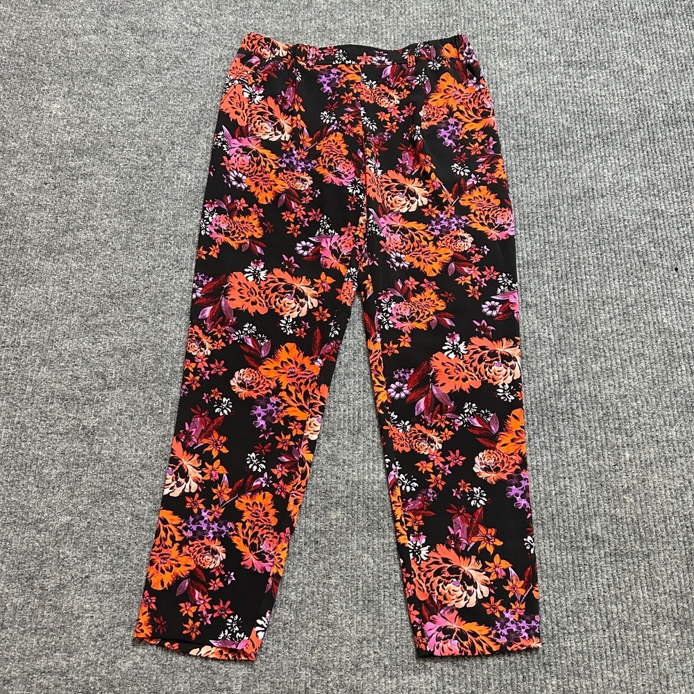 Guess Womens Ankle Pants Size Small Floral Pull On Casual Stretch Mid Rise